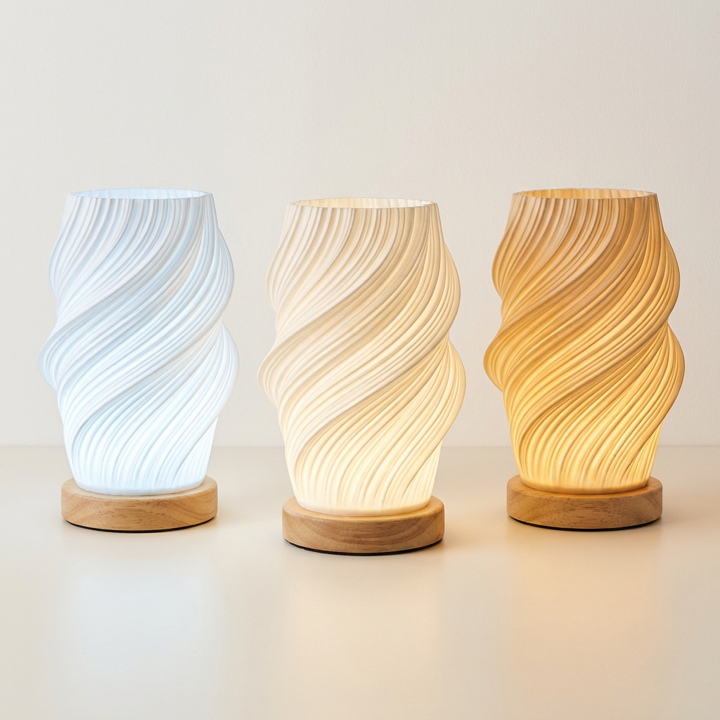 Virelle & Co Nordic Glow Lamp — all 3 light modes cool natural warm comparison