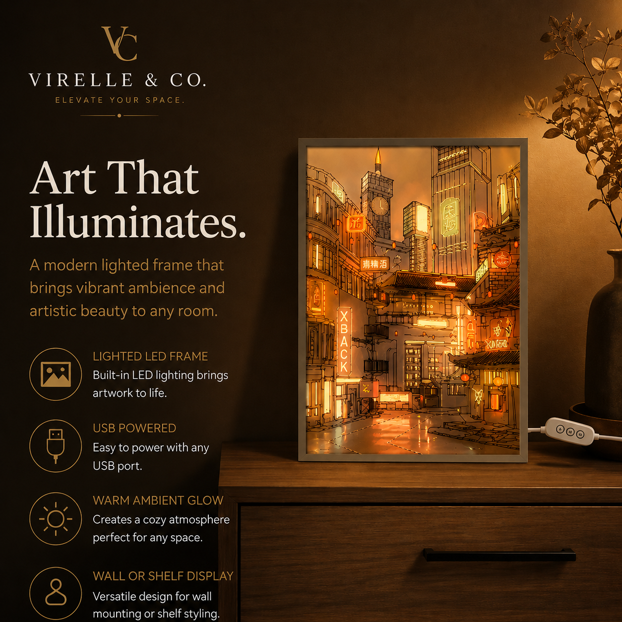 Virelle & Co Neon Glow Frame — Hero Image