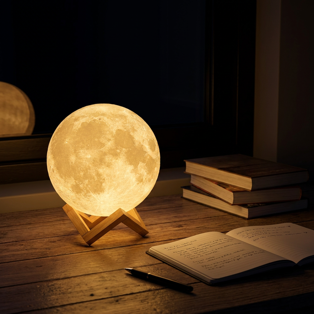 Virelle & Co Luna Moon Lamp — night desk warm glow