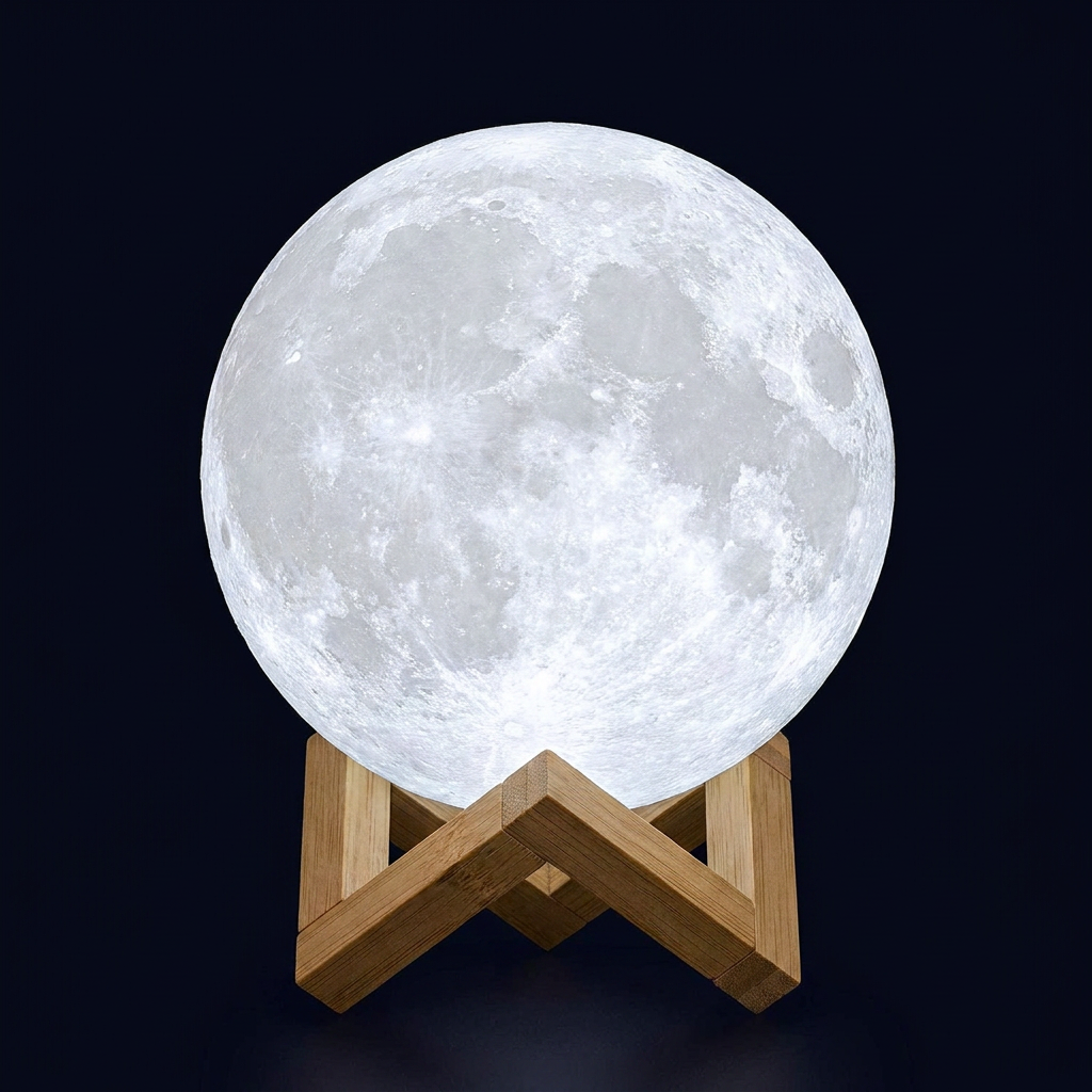 Virelle & Co Luna Moon Lamp — cool white lunar texture mode