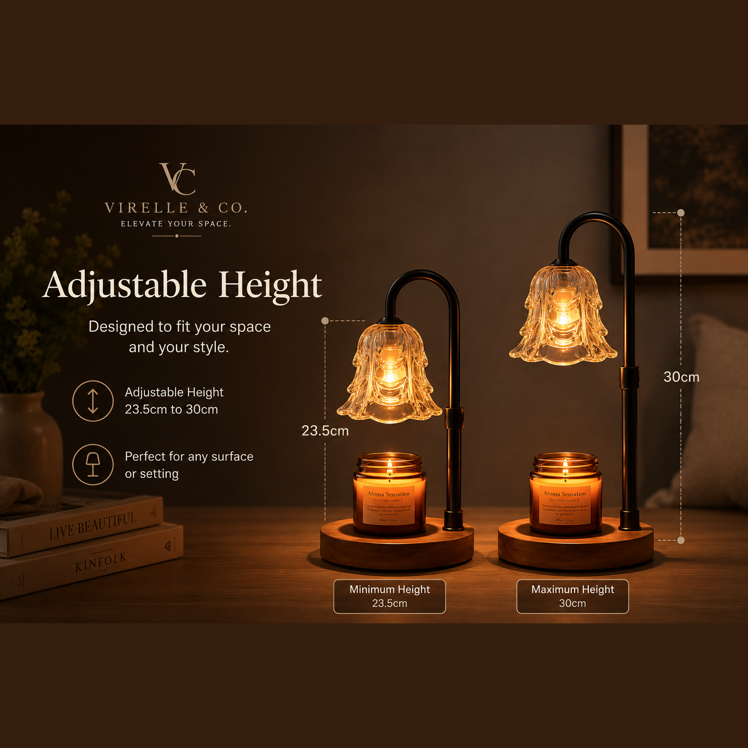 Virelle & Co Floral Candle Warmer Lamp - feature detail 2