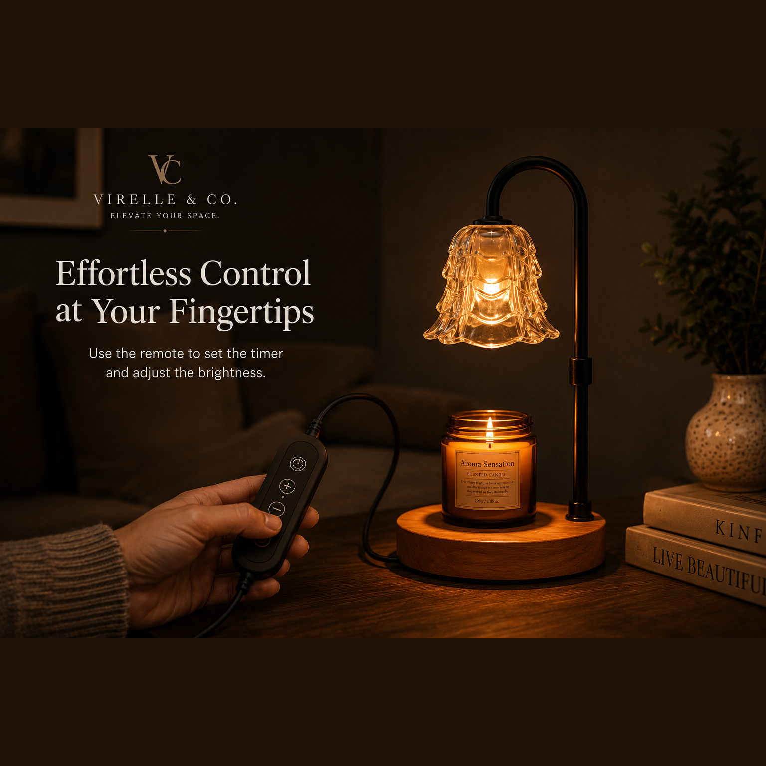 Virelle & Co Floral Candle Warmer Lamp - lifestyle image 4
