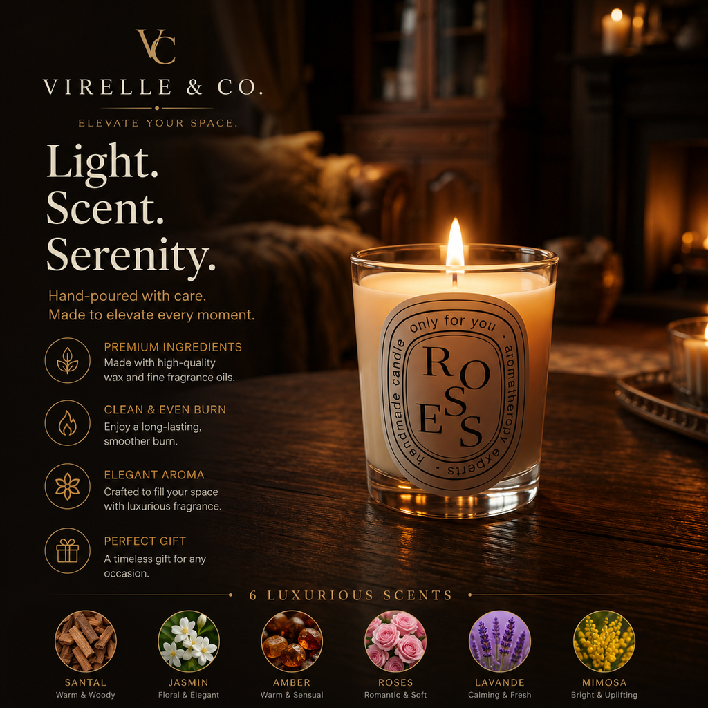 Virelle & Co Luxury Scented Candle | Natural Soy Wax