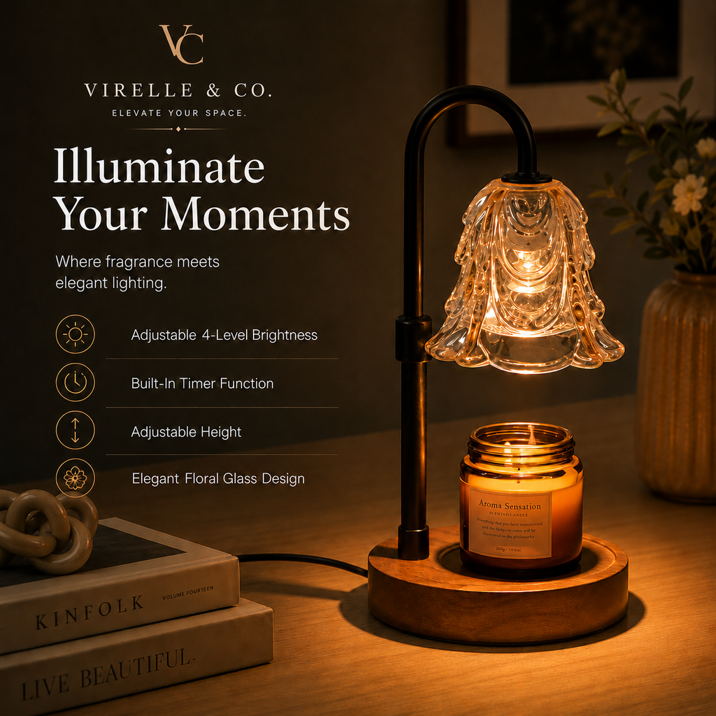 Virelle & Co Floral Candle Warmer Lamp | Timer & Adjustable Brightness